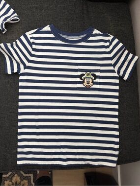 Carter's Navy & White Striped Short Sleeve Tee with Character Pocket